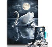 Teenager Jigsaw White Swan 1000 Piece Jigsaw Puzzle for Adults Teens,is Ideal As A Gift for The Whole Family Suitable for And 14 50x75cm