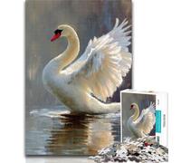 Teenager Jigsaw White Swan 1000 Piece Jigsaw Puzzles for Teenagers Gifts,Relax Games Is Ideal As A Gift for The Whole Family 26x38cm