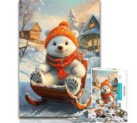 Teenager Jigsaw Winter Polar Bear 1000 Piece Jigsaw Puzzles for Adults,Wall Decoration Unique Birthday And Xmas Gifts Suitable for And 14 50x75cm