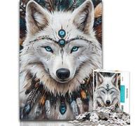 Teenager Jigsaw Wolf Totem 1000 Pieces Jigsaw Puzzles for Adults And Teens,Toys Educational Games Stress Relieving Great Gifts And Toys 26x38cm