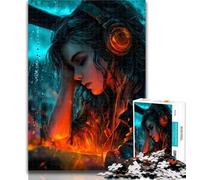 Teenager Jigsaw Woman Listening to Music Jigsaws 1000 Pieces for Adults,Toys Educational Games Stress Relieving Great Gifts And Toys 26x38cm