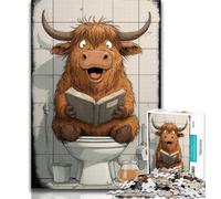 Teenager Jigsaw Yak in The Bathroom Jigsaw Puzzle 1000 Pieces for Teenagers,Stress Reliever Staycation Kill Time Funny Gift 50x75cm