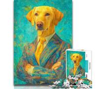 Teenager Jigsaw Yellow Labrador Oil Painting 1000 Piece Jigsaw Puzzles for Teenagers,learning Educational Toys Unique Home Decor And Gifts 26x38cm