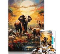 Teenager Puzzles African Animals 1000 Pieces Jigsaw Puzzle for Adults& Teens,Toys Educational Games Stress Relieving Unique Home Decor And Gifts 75x50cm