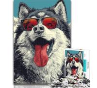 Teenager Puzzles Alaskan Malamute Jigsaw Puzzles for Teenagers 1000,Vibrant And Unique Design Relaxing & Challenging Puzzle Experience 50x75cm