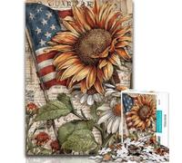 Teenager Puzzles American Sunflower 1000 Piece Jigsaw Puzzle for Adults And Teenagers,Train Your Brain And Hands Birthday Present, Gifts 50x75cm
