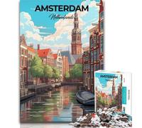 Teenager Puzzles Amsterdam Netherlands Jigsaw Puzzles for Adults 1000 Pieces,Toys Educational Games Stress Relieving Great Gifts And Toys 26x38cm