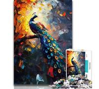 Teenager Puzzles Animal Peacock Oil Painting Jigsaw Puzzles for Teenagers 1000 Piece,Vibrant And Unique Design Relaxing & Challenging Puzzle Experience (50x75cm)