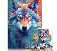 Teenager Puzzles Animal Wolf Colour 1000 Pieces Jigsaw Puzzle for Adults& Teens,Toys Educational Games Stress Relieving Unique Home Decor And Gifts 26x38cm