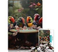 Teenager Puzzles Animals Playing Poker Adult Jigsaws 1000 Pieces Difficult,with Fully Interlocking Randomly Shaped Pieces for And 14 Years Old 75x50cm