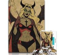 Teenager Puzzles Anime Evil Girl 1000 Piece Jigsaw Puzzle for Adults Teens,Charcoal Art Staycation Kill Time for Home Decoration (50x75cm)