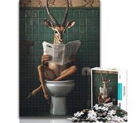 Teenager Puzzles Antelope on The Toilet Adult Puzzles 1000 Pieces,Toys Educational Games Stress Relieving Parent-child Interaction 26x38cm