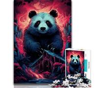 Teenager Puzzles Art Animal Panda Adult Puzzles 1000 Pieces,Toys Educational Games Stress Relieving Parent-child Interaction (26x38cm)