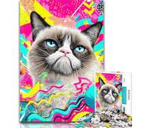 Teenager Puzzles Art Cat Jigsaw Puzzles 1000 Pieces for Adults Teens,Toys Educational Games Stress Relieving Wishlist with Santa Claus 50x75cm