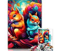 Teenager Puzzles Art Cute Squirrel 1000 Piece Jigsaw Puzzle for Adults Teens,Charcoal Art Staycation Kill Time for Home Decoration 26x38cm