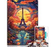 Teenager Puzzles Art Eiffel Tower Jigsaw Puzzles for Adults 1000 Pieces,with Matching Poster And Trivia Sheet for Age 14 26x38cm