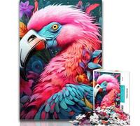 Teenager Puzzles Art Psychedelic Flamingo 1000 Piece Jigsaw Puzzles for Teenagers Gifts,Diy Modern Wall Art Unique Gift Home Decor 75x50cm