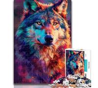 Teenager Puzzles Art Wolf Colourful Jigsaw Puzzles for Teenagers,with Fully Interlocking Randomly Shaped Pieces for And 14 Years Old 50x75cm
