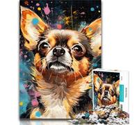 Teenager Puzzles Artistic Chihuahua Jigsaw Puzzles for Teenagers,with Fully Interlocking Randomly Shaped Pieces for And 14 Years Old 26x38cm