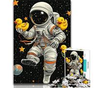 Teenager Puzzles Astronaut And Rubber Duck Jigsaw Puzzles for Teenagers,with Fully Interlocking Randomly Shaped Pieces for And 14 Years Old 50x75cm