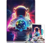 Teenager Puzzles Astronaut Holding The Earth Jigsaw Puzzles for Adults,Learning Educational Toys Family Games Enhance Love between Couples 38x26cm