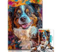 Teenager Puzzles Australian Shepherd Jigsaw Puzzles for Teenagers 1000 Pieces,with Matching Poster And Trivia Sheet for Age 14 Years Up 26x38cm