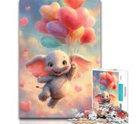 Teenager Puzzles Baby Elephant Hot Air Balloon 1000 Piece Jigsaw Puzzle for Adults Teens,Charcoal Art Staycation Kill Time for Home Decoration 50x75cm