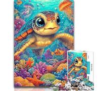 Teenager Puzzles Baby Turtle 1000 Pieces Jigsaw Puzzles for Adults And Teens,Educational Game for Birthday, Chrismas for Ages 14+ 50x75cm