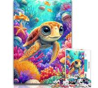 Teenager Puzzles Baby Turtle Jigsaw Puzzles for Teenagers 1000 Pieces,with Matching Poster And Trivia Sheet for Age 14 Years Up 50x75cm