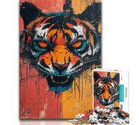 Teenager Puzzles Basquiat-style Tiger 1000 Piece Jigsaw Puzzle for Adults Teens,Challenging Game And Family Play Secret Santa Gifts (50x75cm)