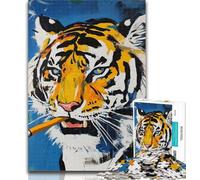 Teenager Puzzles Basquiat Tiger Adult Jigsaws 1000 Pieces Difficult,with Fully Interlocking Randomly Shaped Pieces for And 14 Years Old 26x38cm