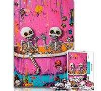 Teenager Puzzles Bathroom Skeleton Jigsaw Puzzles 1000 Pieces for Adults Teens,Stress Reliever Difficult Challenge Unique Home Decor And Gifts 26x38cm