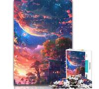 Teenager Puzzles Beautiful Home Under Colourful Stars Jigsaw Puzzles for Teenagers 1000 Pieces,Train Your Brain And Hands Birthday Present, Gifts 26x38cm