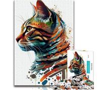 Teenager Puzzles Bengal Cat Pop Art Animal 1000 Piece Jigsaw Puzzle for Adults And Teenagers,Learning Educational Toy for Is Ideal As A Gift for The Whole Family (50x75cm)