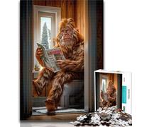 Teenager Puzzles Bigfoot on The Toilet Jigsaw Puzzles for Adults 1000,Vibrant And Unique Design Relaxing & Challenging Puzzle Experience 26x38cm