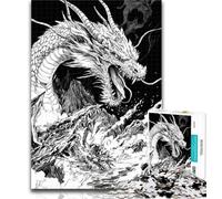 Teenager Puzzles Black And White Dragon Jigsaw Puzzles 1000 Pieces for Adults Teens,Stress Reliever Difficult Challenge Unique Home Decor And Gifts 50x75cm