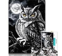 Teenager Puzzles Black And White Owl Jigsaw Puzzles for Adults 1000 Pieces,Birthday Gift Idea for Adults, Family Game And Hobby 26x38cm