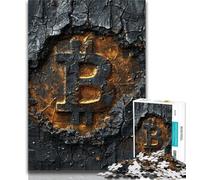 Teenager Puzzles Black Bitcoin Logo 1000 Pieces Jigsaw Puzzle for Adults& Teens,Train Your Brain And Hands Gifts for Friends And Family 26x38cm