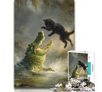 Teenager Puzzles Black Cat Crocodile Jigsaws 1000 Pieces for Adults,Birthday Present, Gifts, Wall Art for And Age 14 Years Up 26x38cm