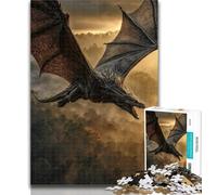 Teenager Puzzles Black Dragon Jigsaw Puzzles for Adults 1000 Pieces,Birthday Gift Idea for Adults, Family Game And Hobby 50x75cm