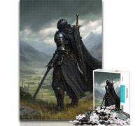Teenager Puzzles Black Knight 1000 Piece Jigsaw Puzzle for Adults Teens,Charcoal Art Staycation Kill Time for Home Decoration 26x38cm