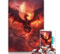 Teenager Puzzles Blood Moon Dragon Jigsaw Puzzles for Adults,Artistic Wall Decor & Birthday Gift Idea for Friends, Home Office 50x75cm