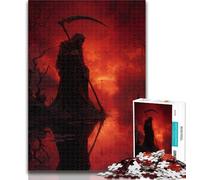 Teenager Puzzles Blood Moon Reaper Jigsaw Puzzles for Adults,Artistic Wall Decor & Birthday Gift Idea for Friends, Home Office 26x38cm