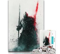 Teenager Puzzles Blood Red Knight Jigsaw Puzzles for Teenagers 1000 Pieces,Family Game Birthday Gifts.Challenge High Difficulty 50x75cm