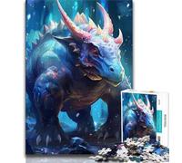 Teenager Puzzles Blue Triceratops 1000 Piece Jigsaw Puzzles for Teenagers Gifts,Diy Modern Wall Art Unique Gift Home Decor (38x26cm)