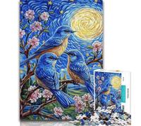Teenager Puzzles Bluebird on The Tree 1000 Piece Jigsaw Puzzles for Teenagers,Toys Educational Games Stress Relieving Wall Decoration 26x38cm