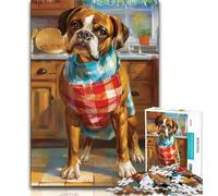 Teenager Puzzles Boxer Dog in The Kitchen 1000 Pieces Jigsaw Puzzle for Adults& Teens,Toys Educational Games Stress Relieving Unique Home Decor And Gifts (50x75cm)