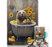 Teenager Puzzles Brown Bear in The Toilet Jigsaws Puzzles 1000 Pieces for Adults Gifts,Learning Educational Toy for Is Ideal As A Gift for The Whole Family 50x75cm
