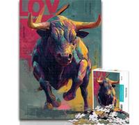 Teenager Puzzles Bull Animal Jigsaw Puzzles for Teenagers 1000 Pieces,Vibrant And Unique Design Relaxing & Challenging Puzzle Experience 26x38cm