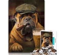 Teenager Puzzles Bullmastiff Dog Smoking Puzzles for Adults And Teenagers,Toys Educational Games Stress Relieving Artists Collection, Fine Art (50x75cm)
